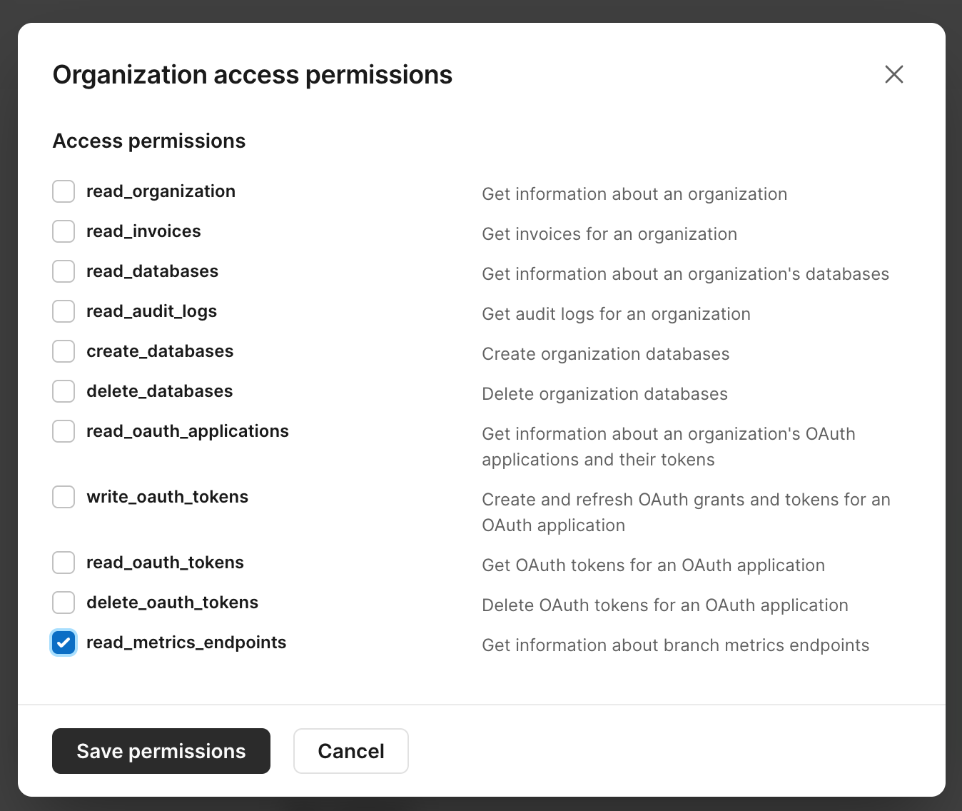 Service Token configuration for Metrics Exporting