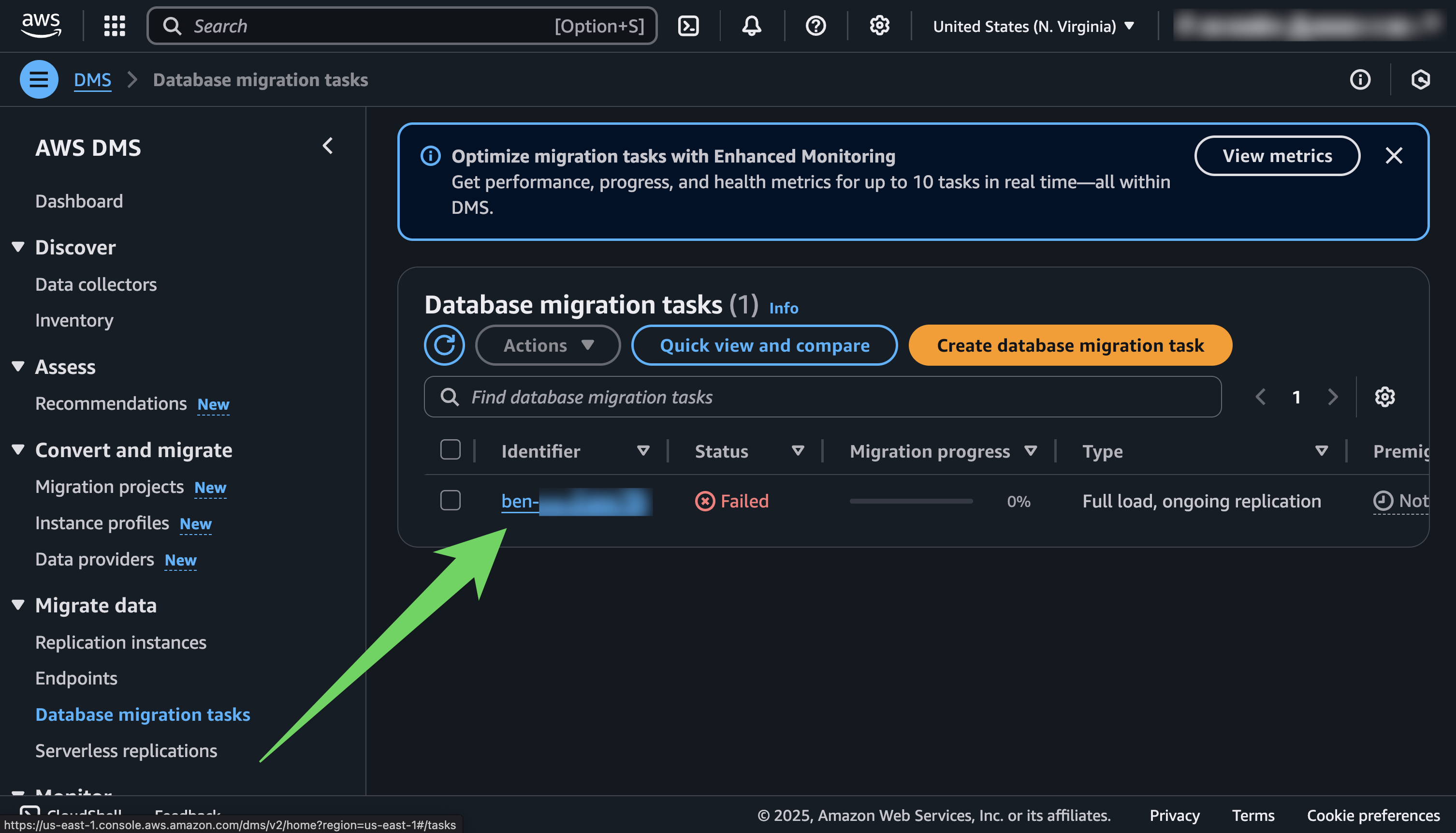AWS DMS migration tasks