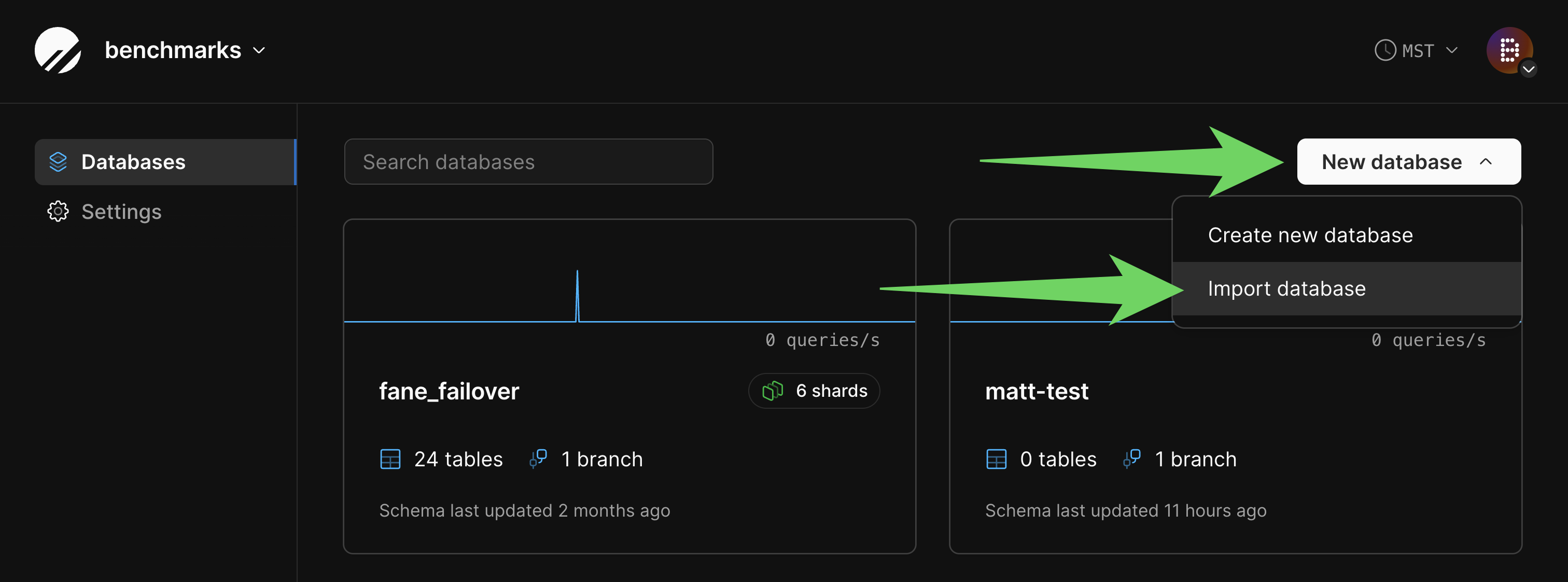 PlanetScale new database via import