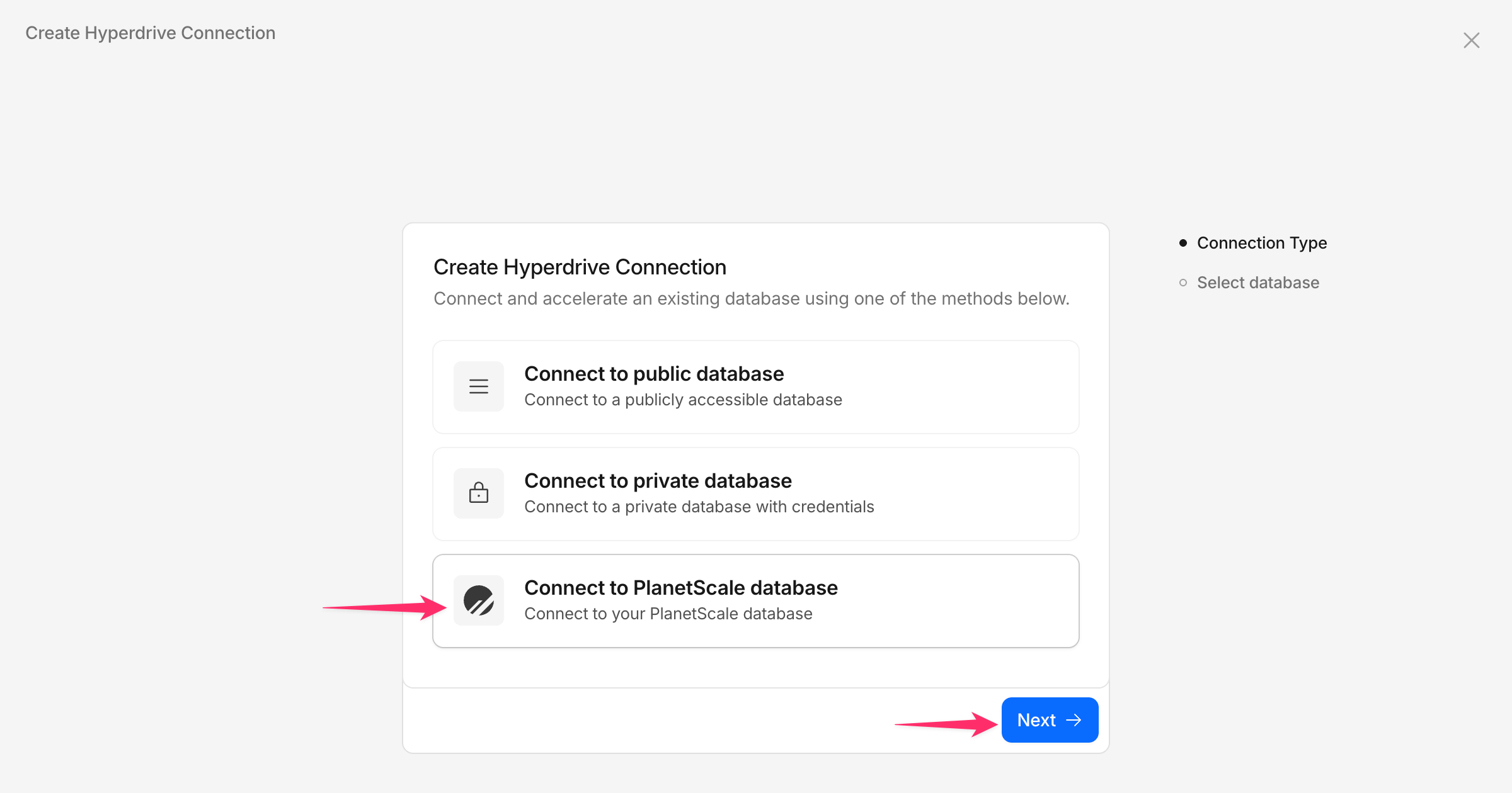 PlanetScale Cloudflare integration wizard - step 3