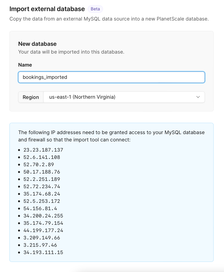 The form to import a database in the PlanetScale dashboard. {priority}