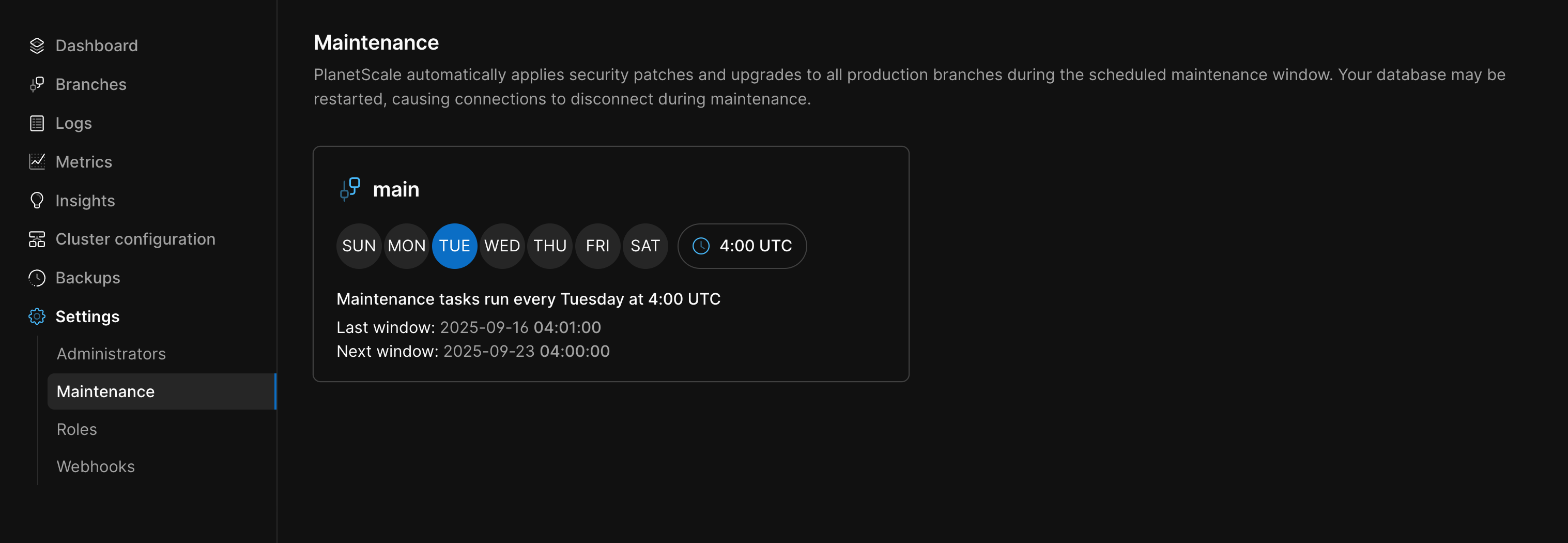 maintenance windows