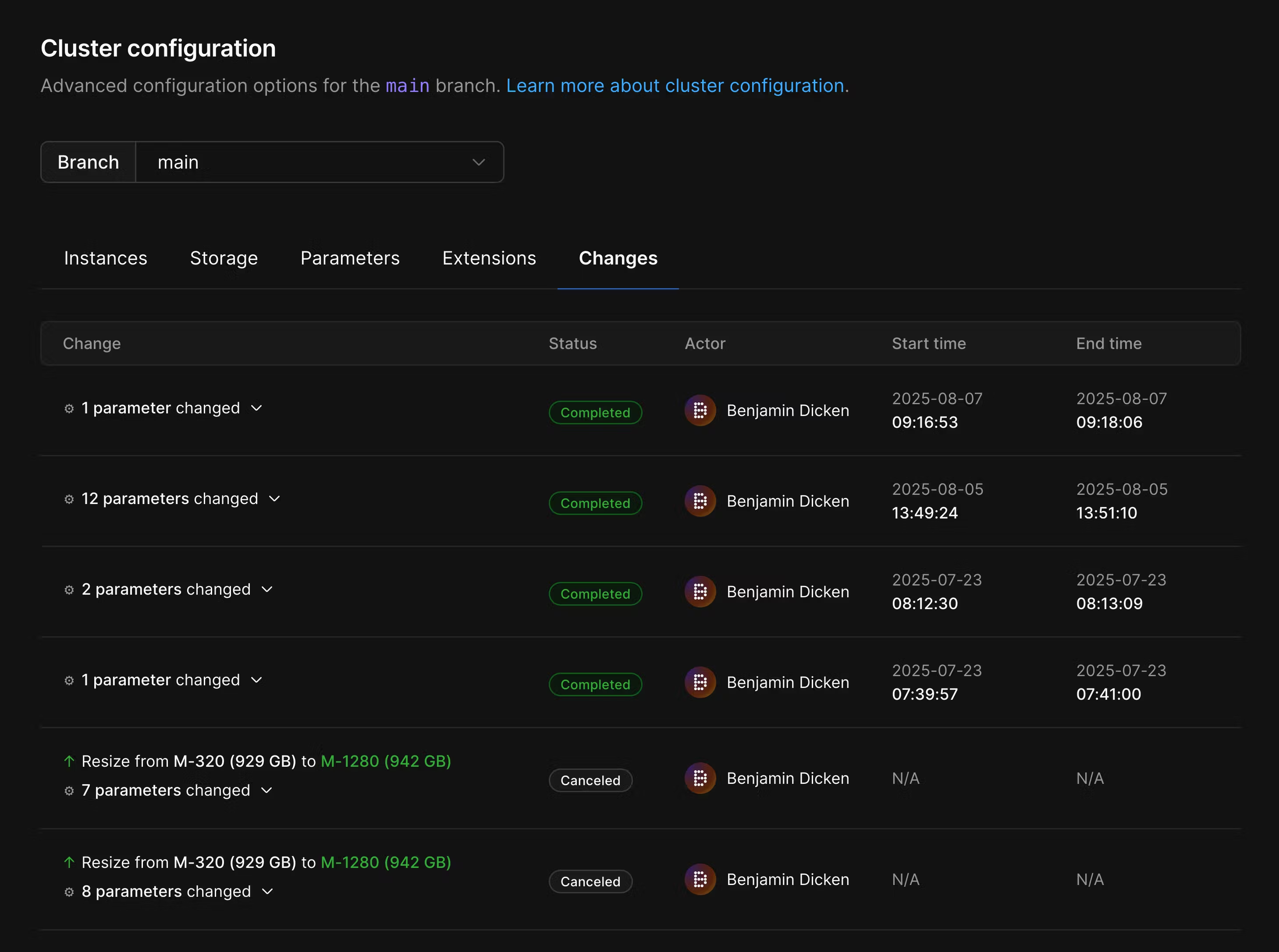 Tracking changes