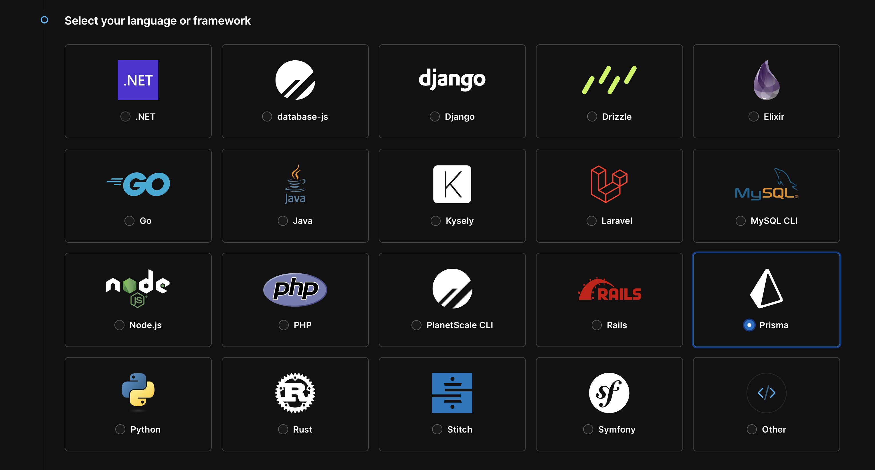 PlanetScale dashboard connect modal priority