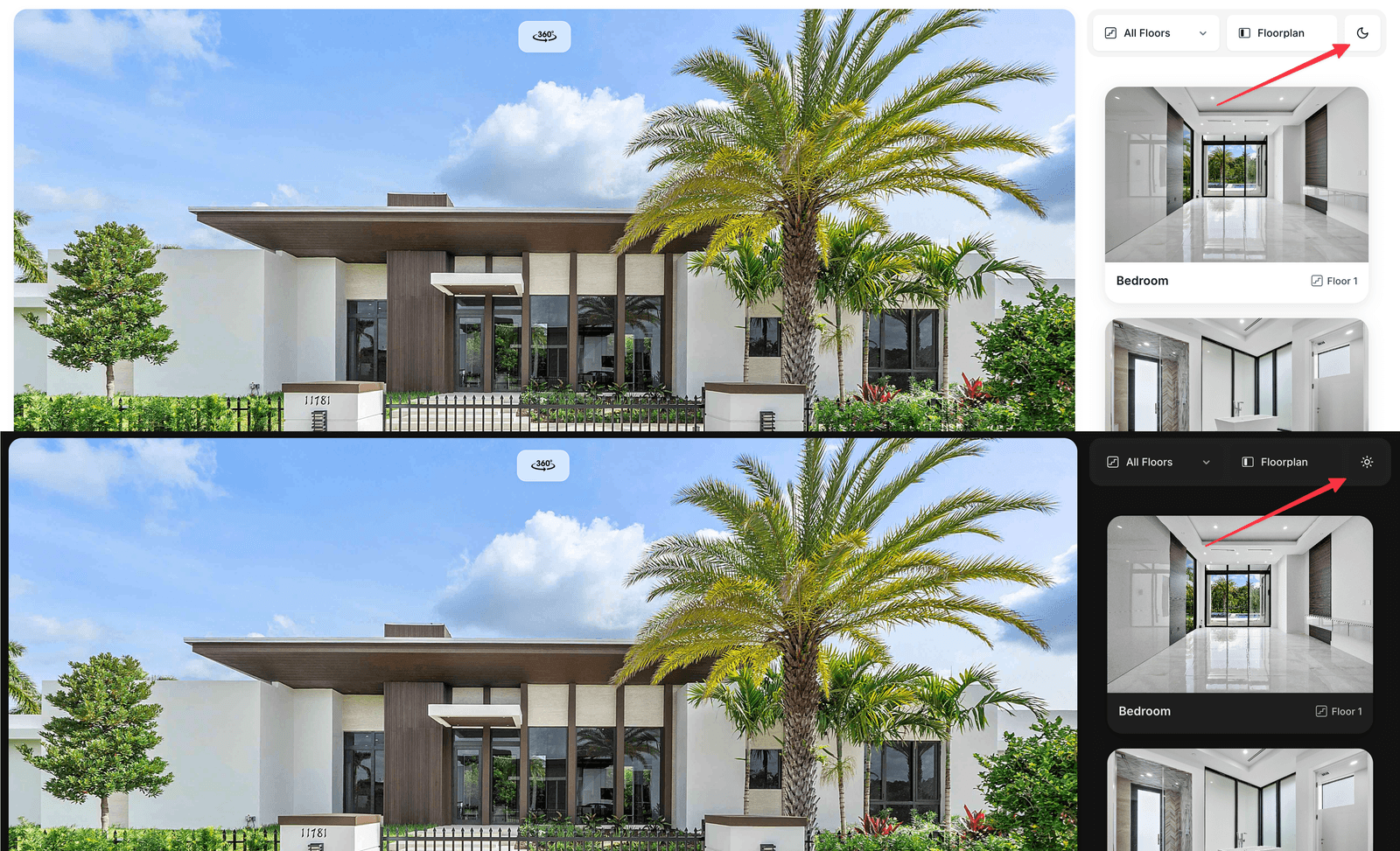 Viewer shown in light mode and in dark mode side by side