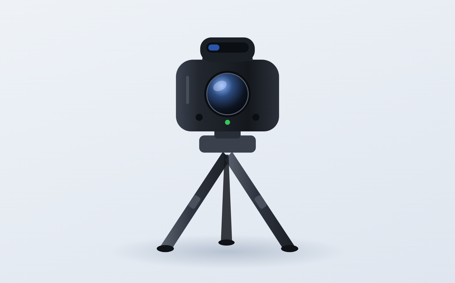 Illustration of a professional 3D scanning camera mounted on a tripod