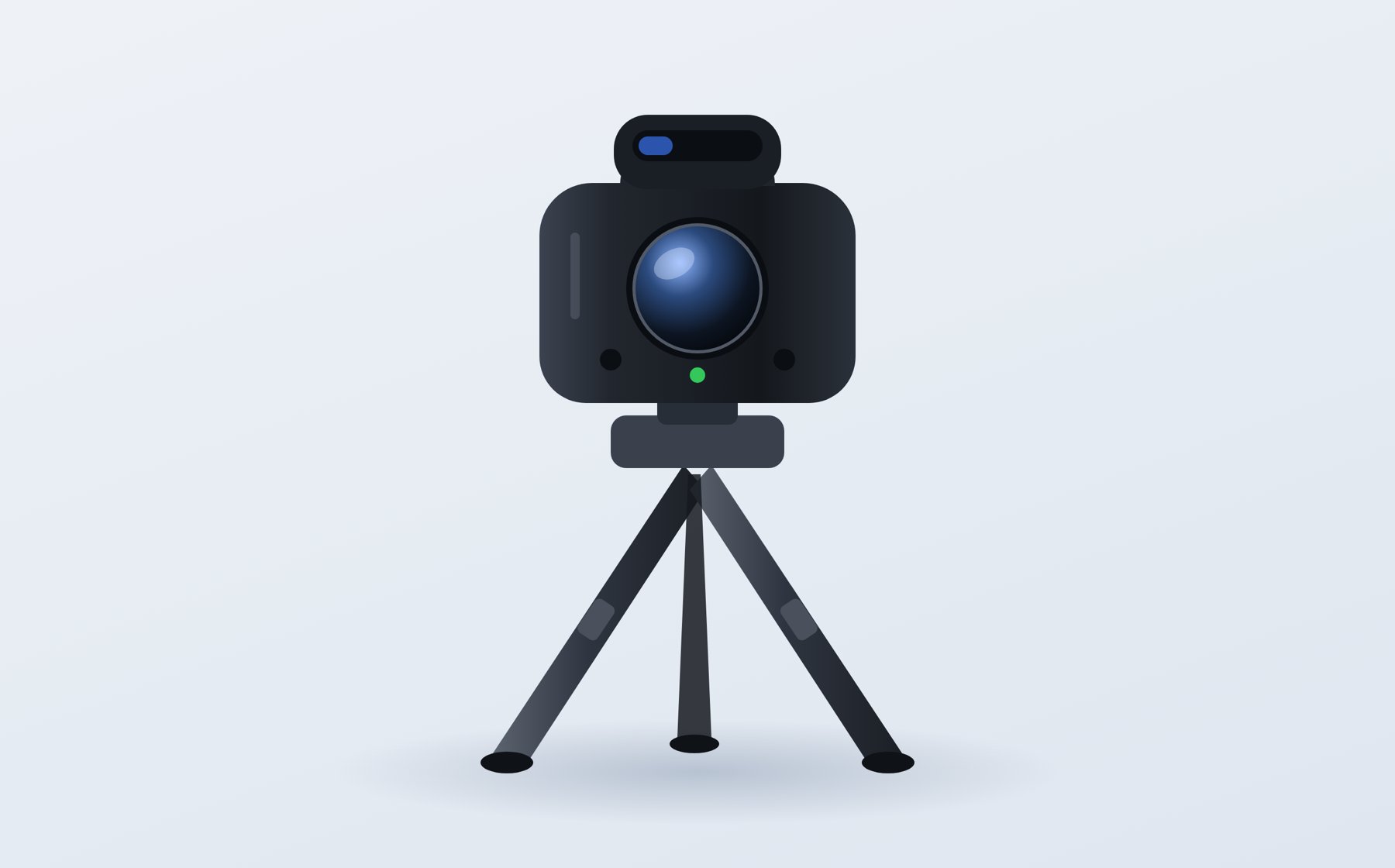 Illustration of a professional 3D scanning camera mounted on a tripod