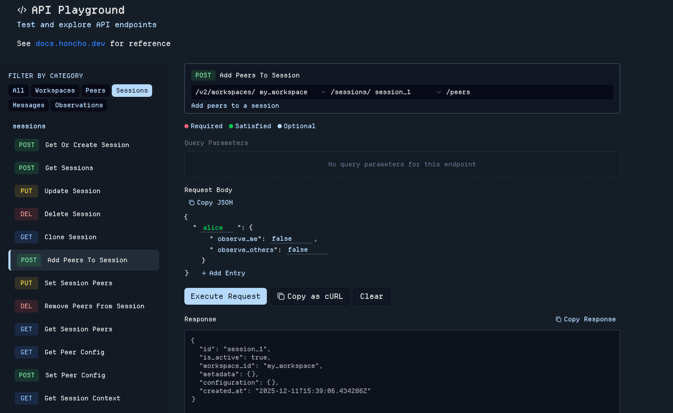 API Playground Interface