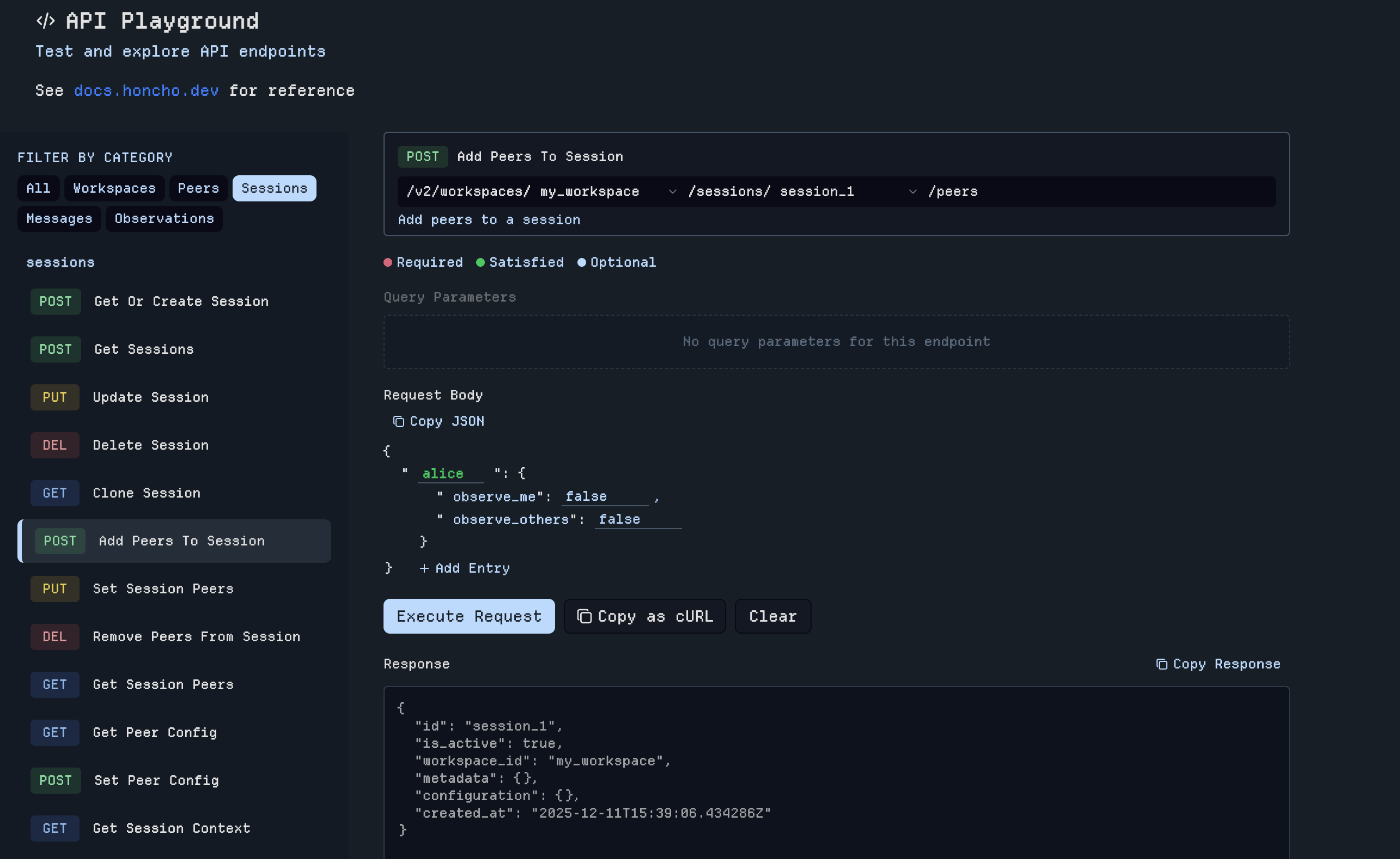 API Playground Interface