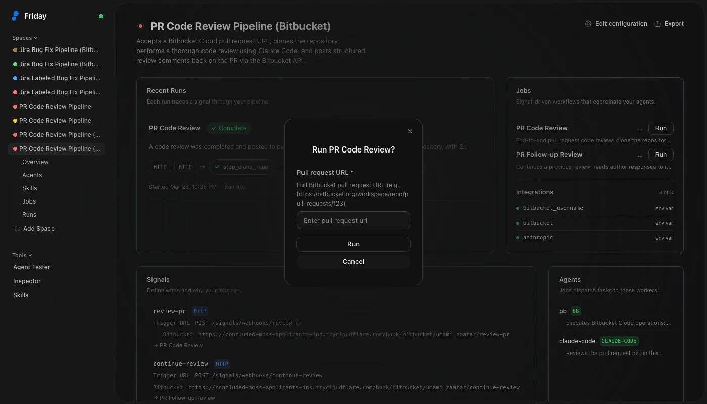 Trigger job dialog