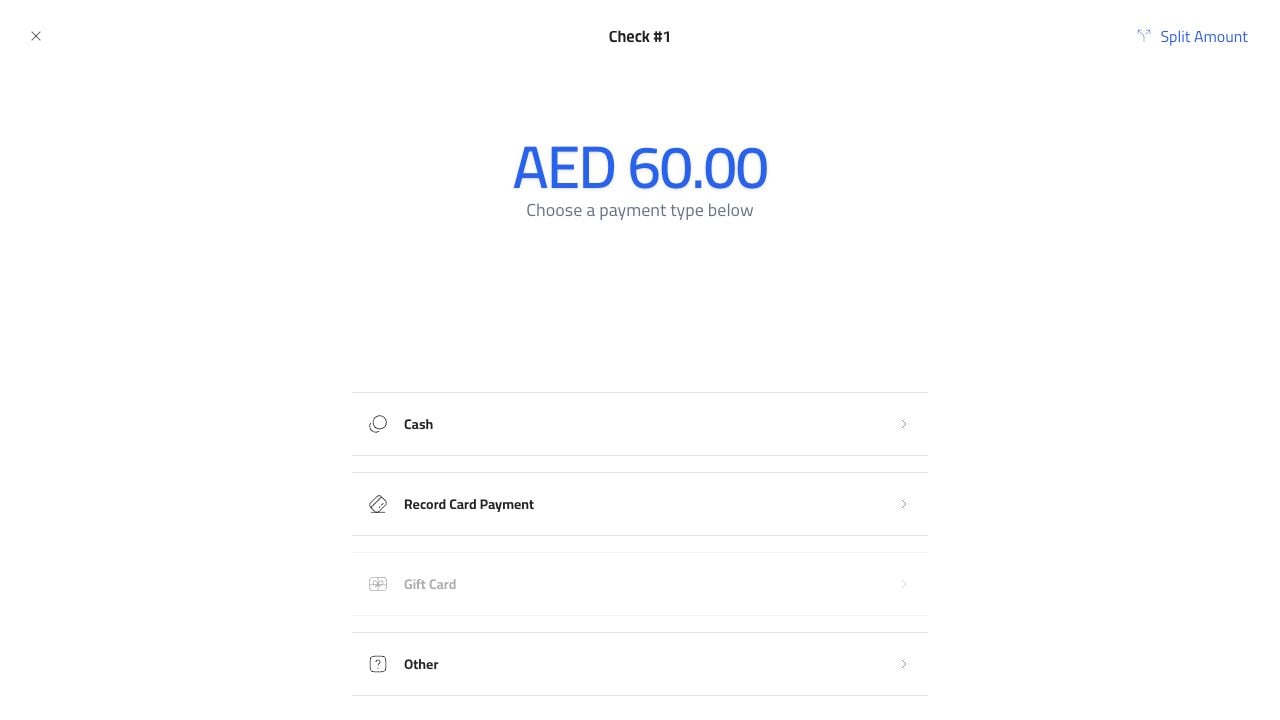 Payment screen