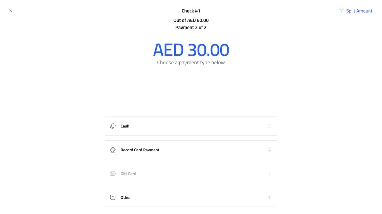 Second split payment methods