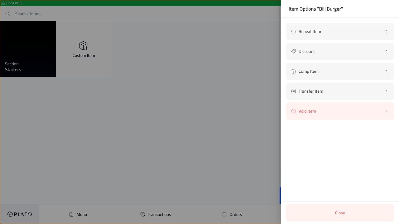 Item row actions
