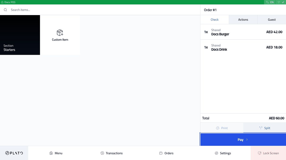 Split payment walkthrough