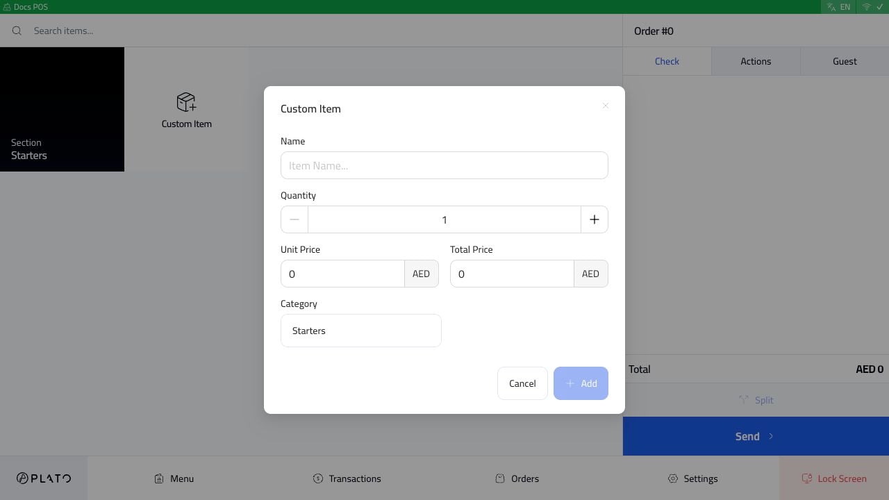 Custom item form