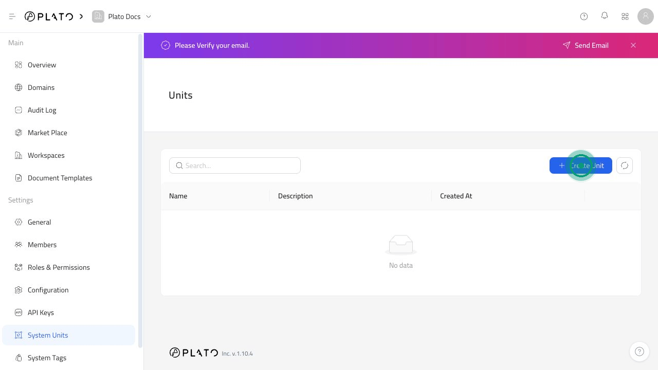 Page Unités système