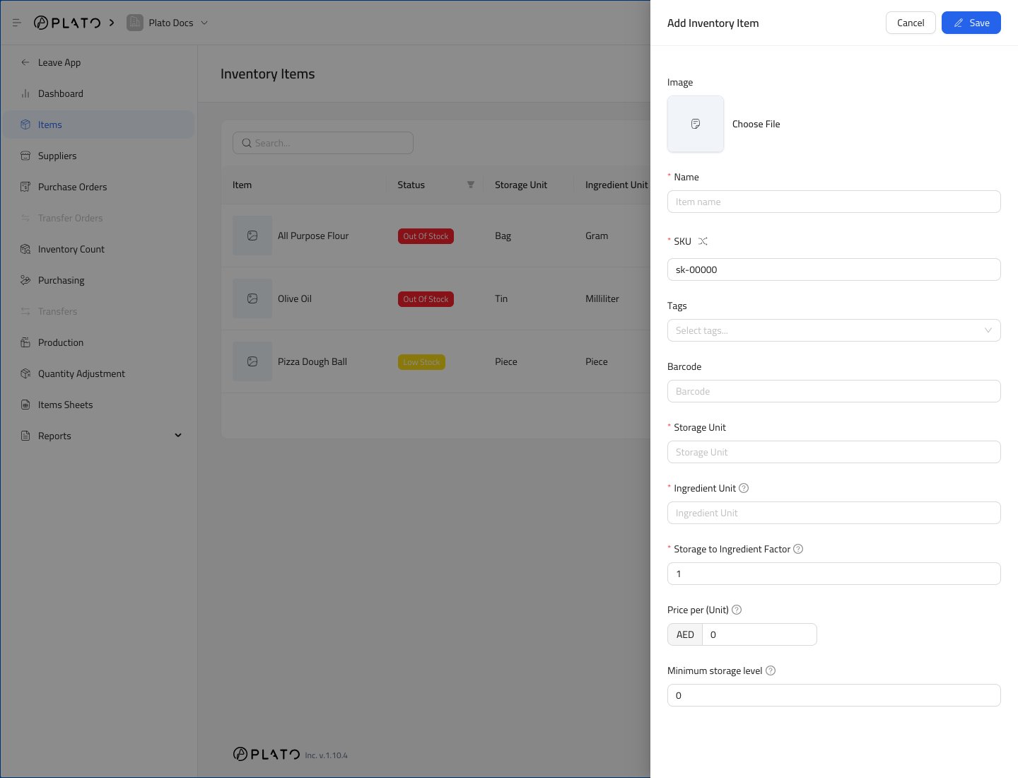 Add inventory item form