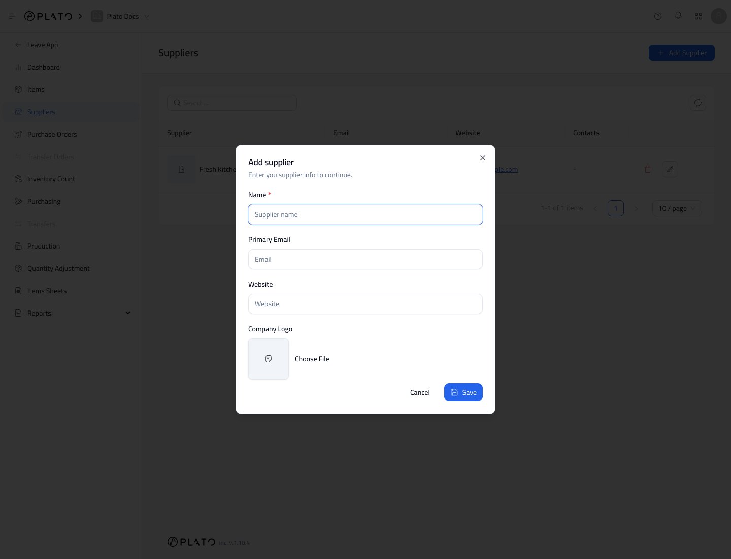 Supplier form
