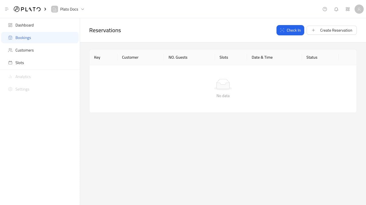 Reservation bookings