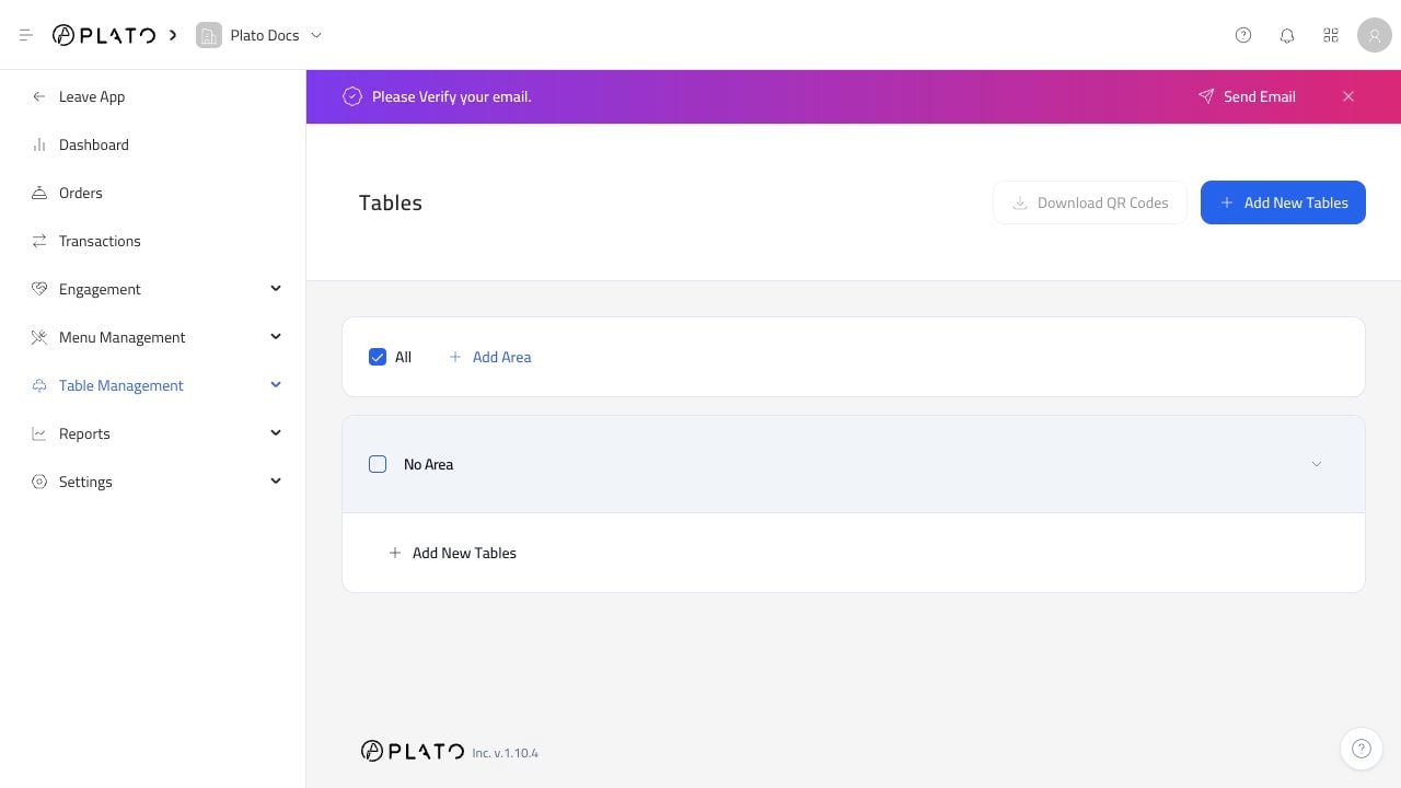 Tables page