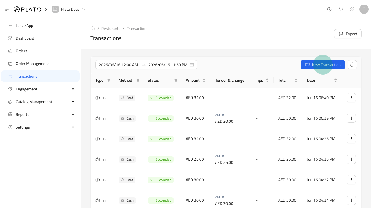 Create a new transaction
