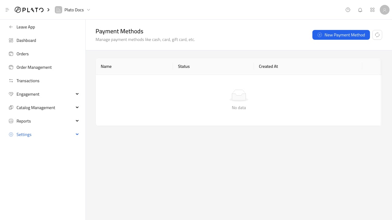 Payment methods settings