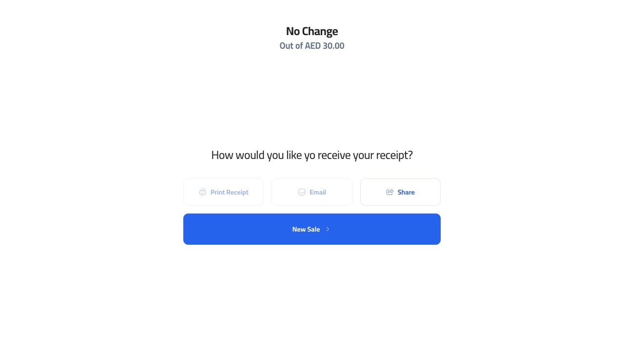 Cash receipt screen