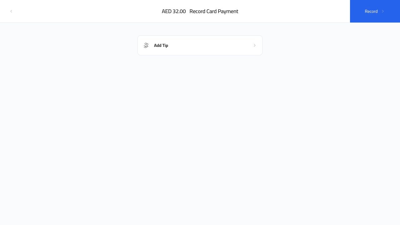 Record card payment screen