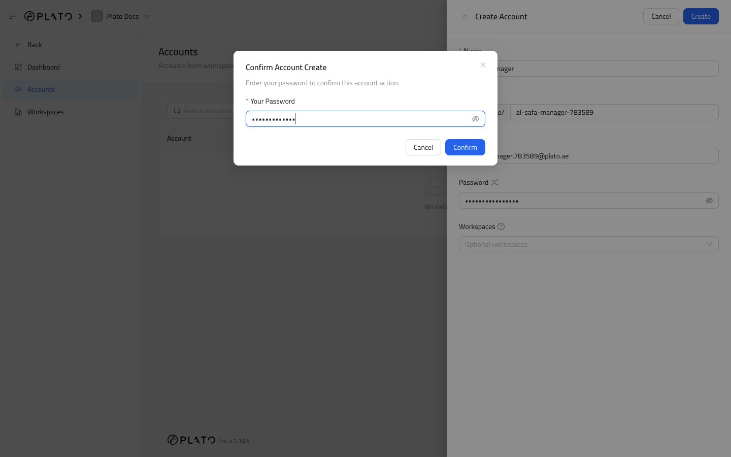 Confirm account creation