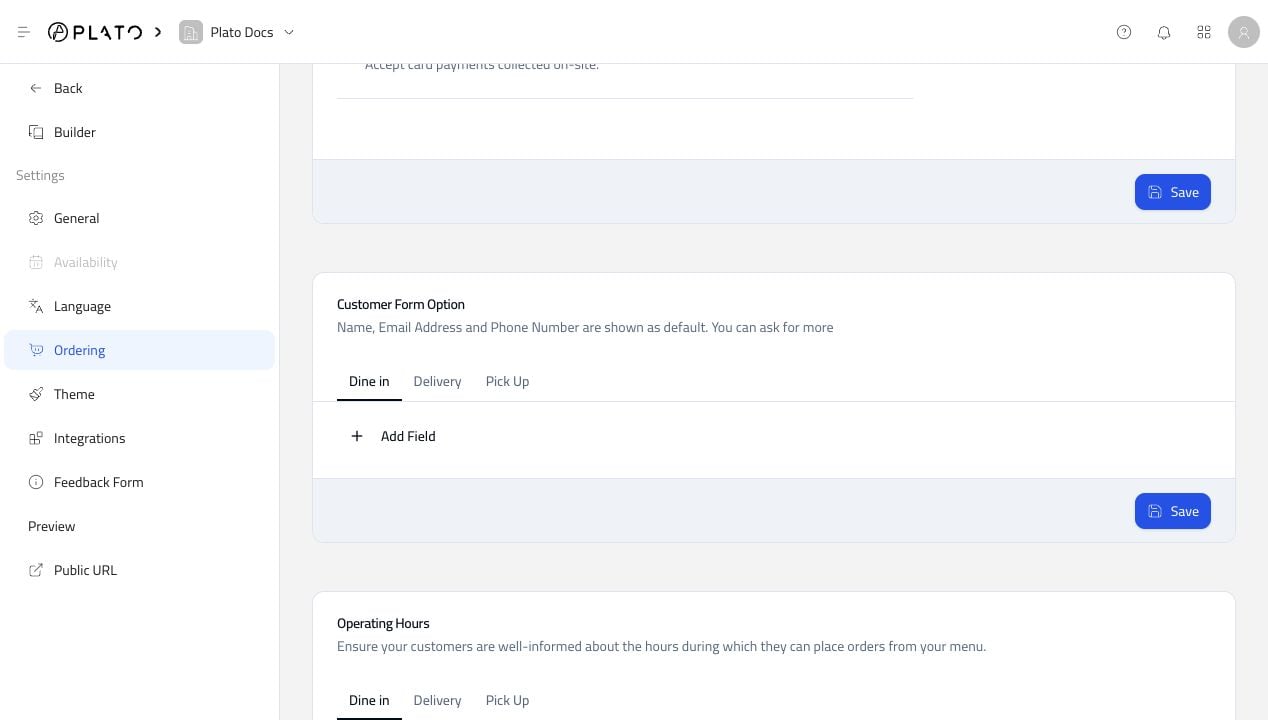 Ordering customer fields