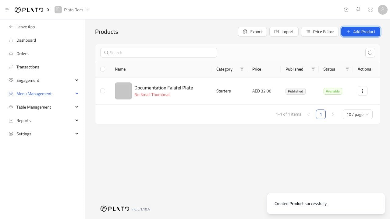 Products list