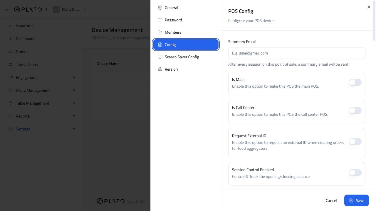 POS config top