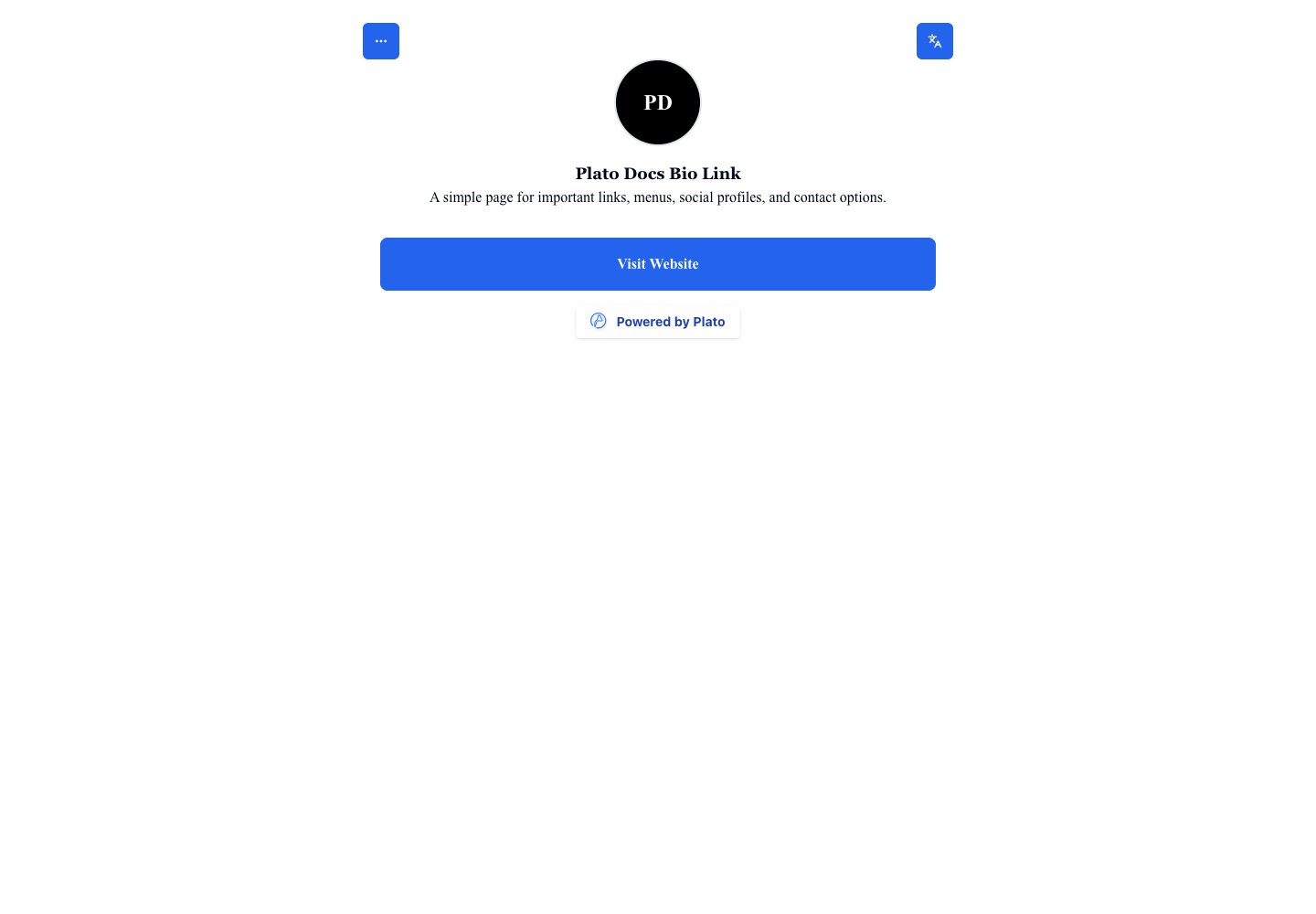 Public Bio Link page