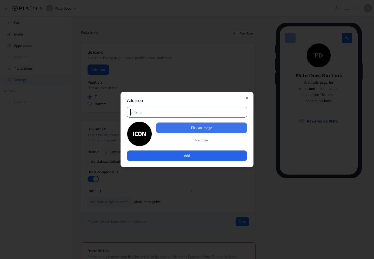 Add icon dialog