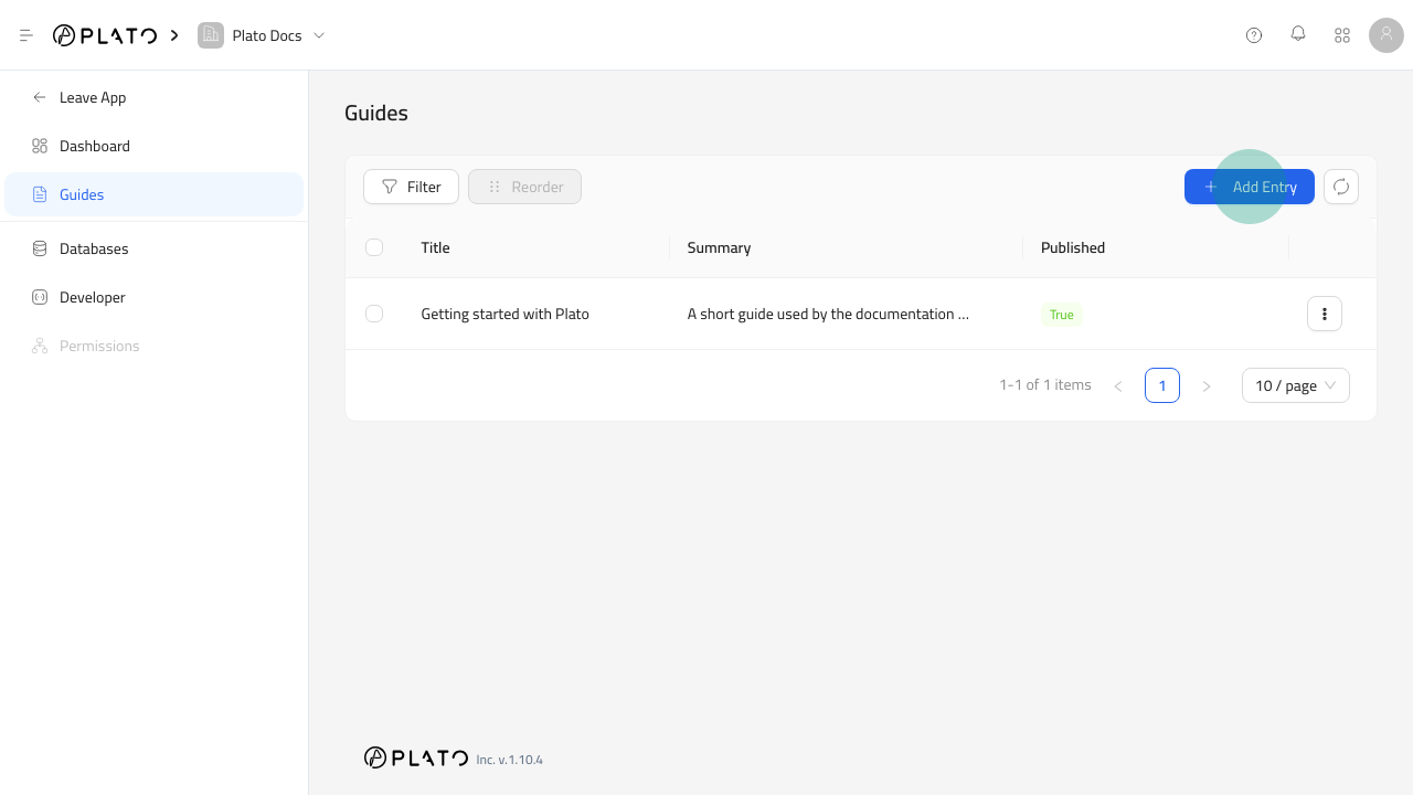 Add Entry button