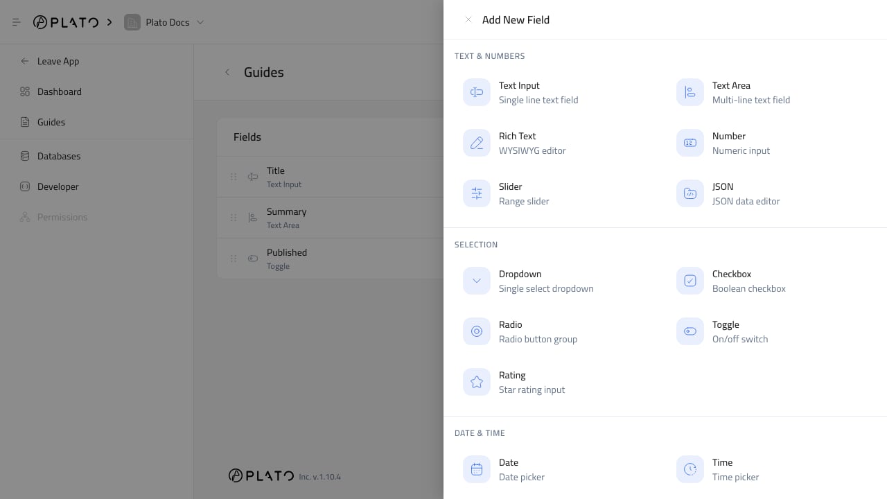 CMS field type picker