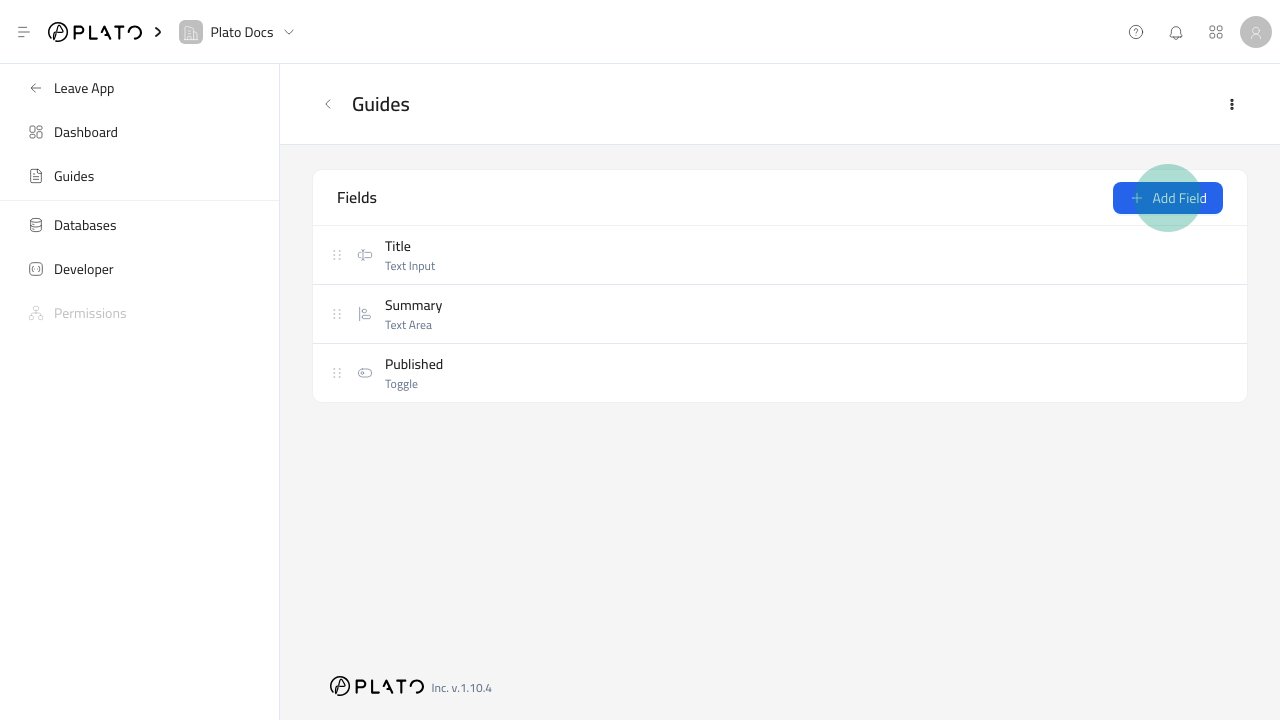 Add Field button