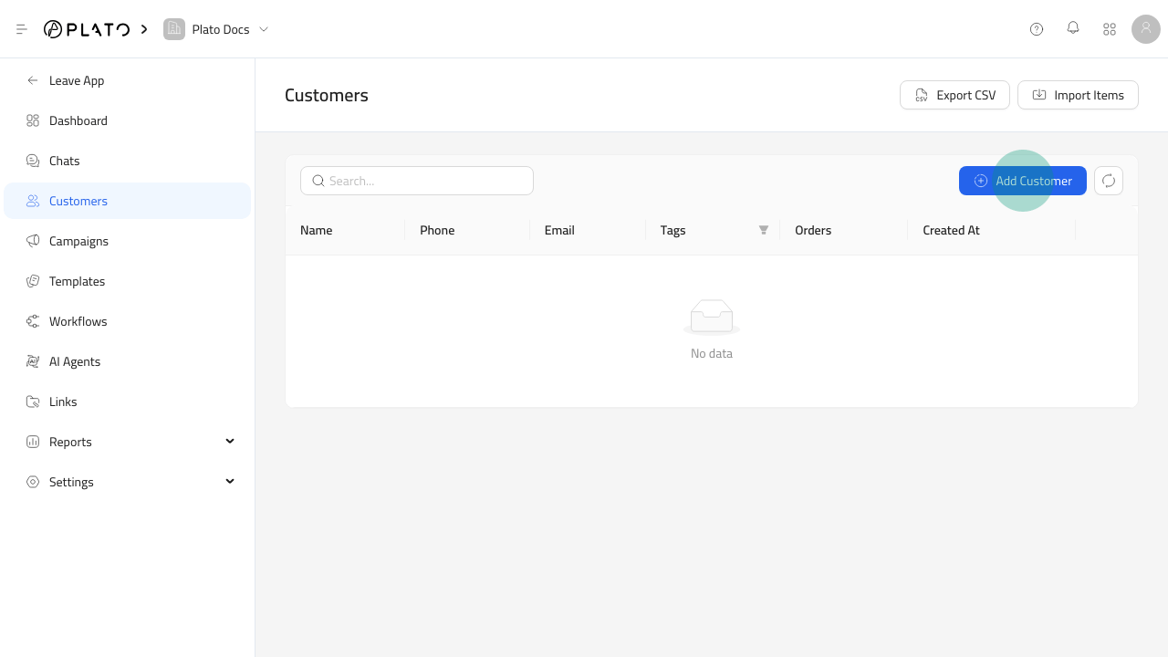 Add Customer button