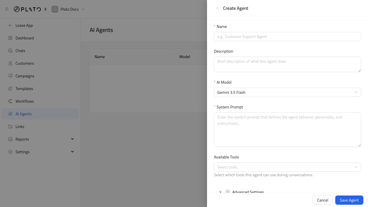 Agent tools section