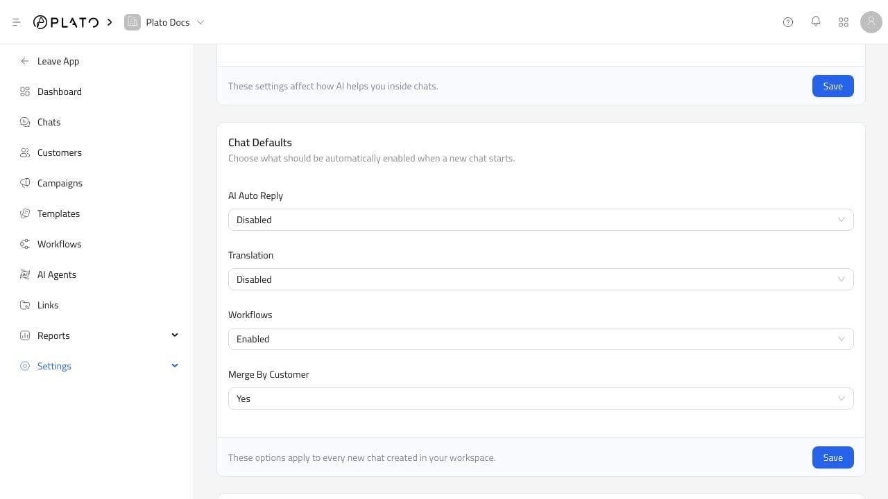 Chat settings auto-reply