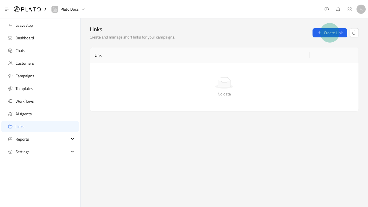Create Link button