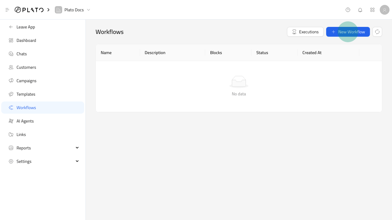 New Workflow button