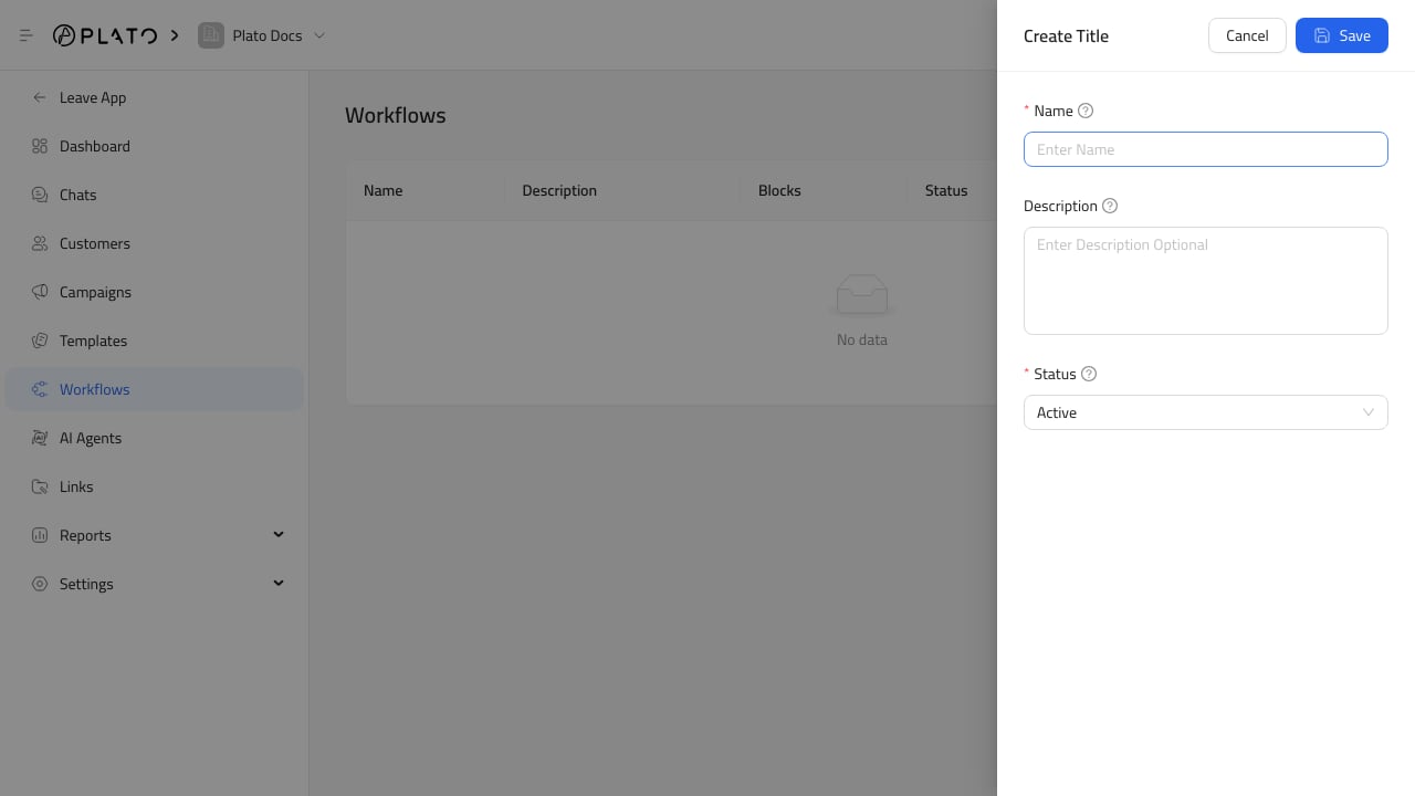 Formulaire de création de workflow