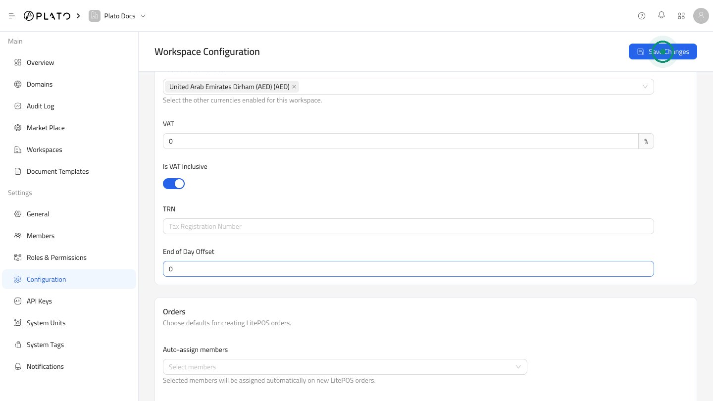 Order default settings