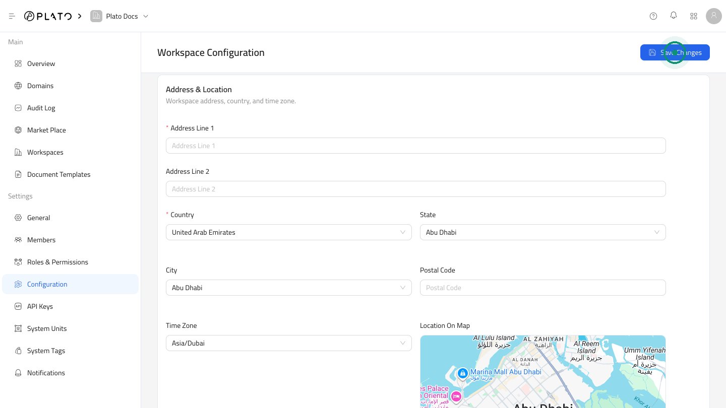 Address and location settings