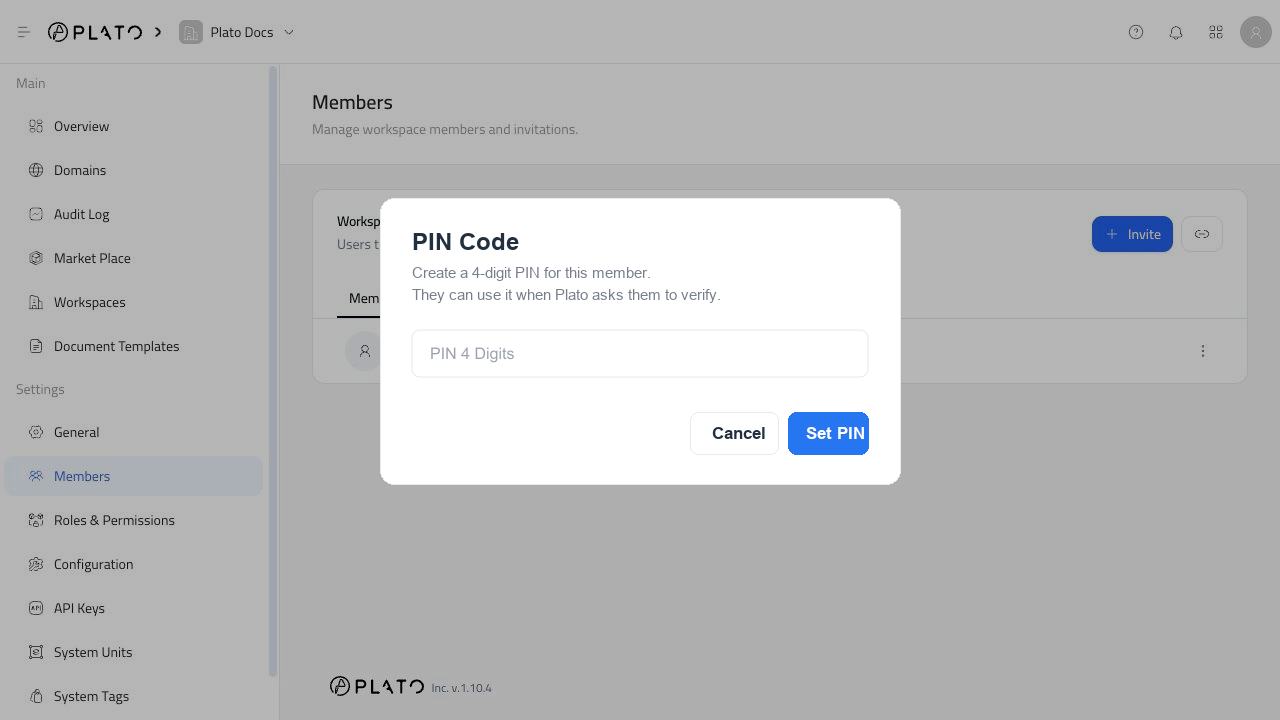 PIN Code dialog