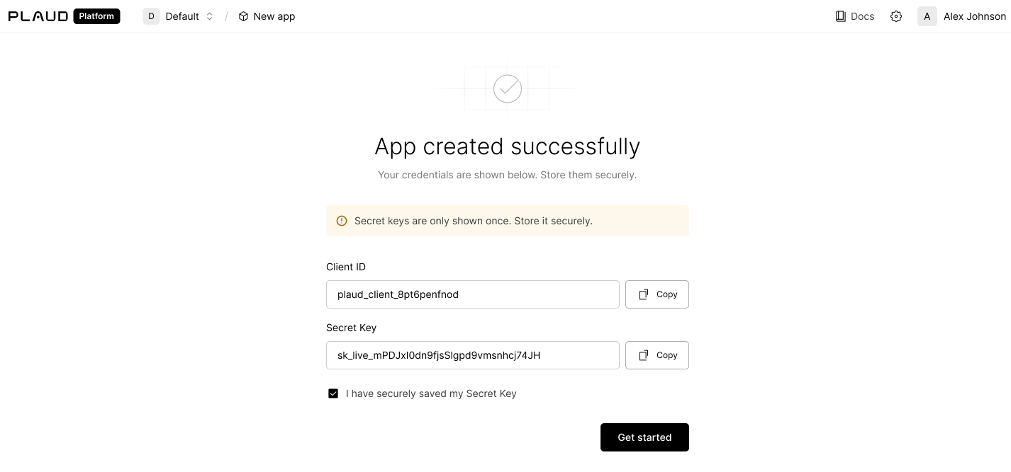 app credentials