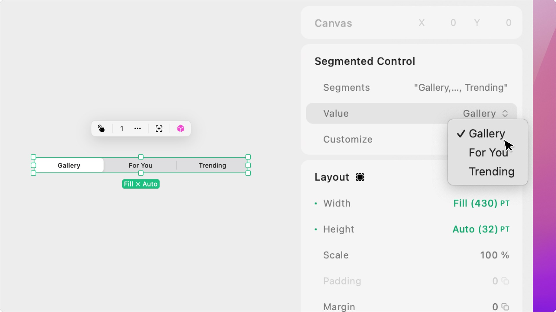 Segmented Control Value