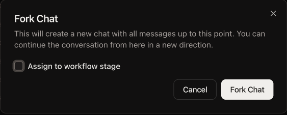 Fork Player dialog showing stage selection dropdown and notes field