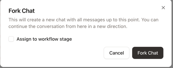 Fork Player dialog showing stage selection dropdown and notes field